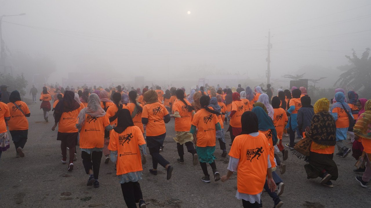 Women participating in a marathon race